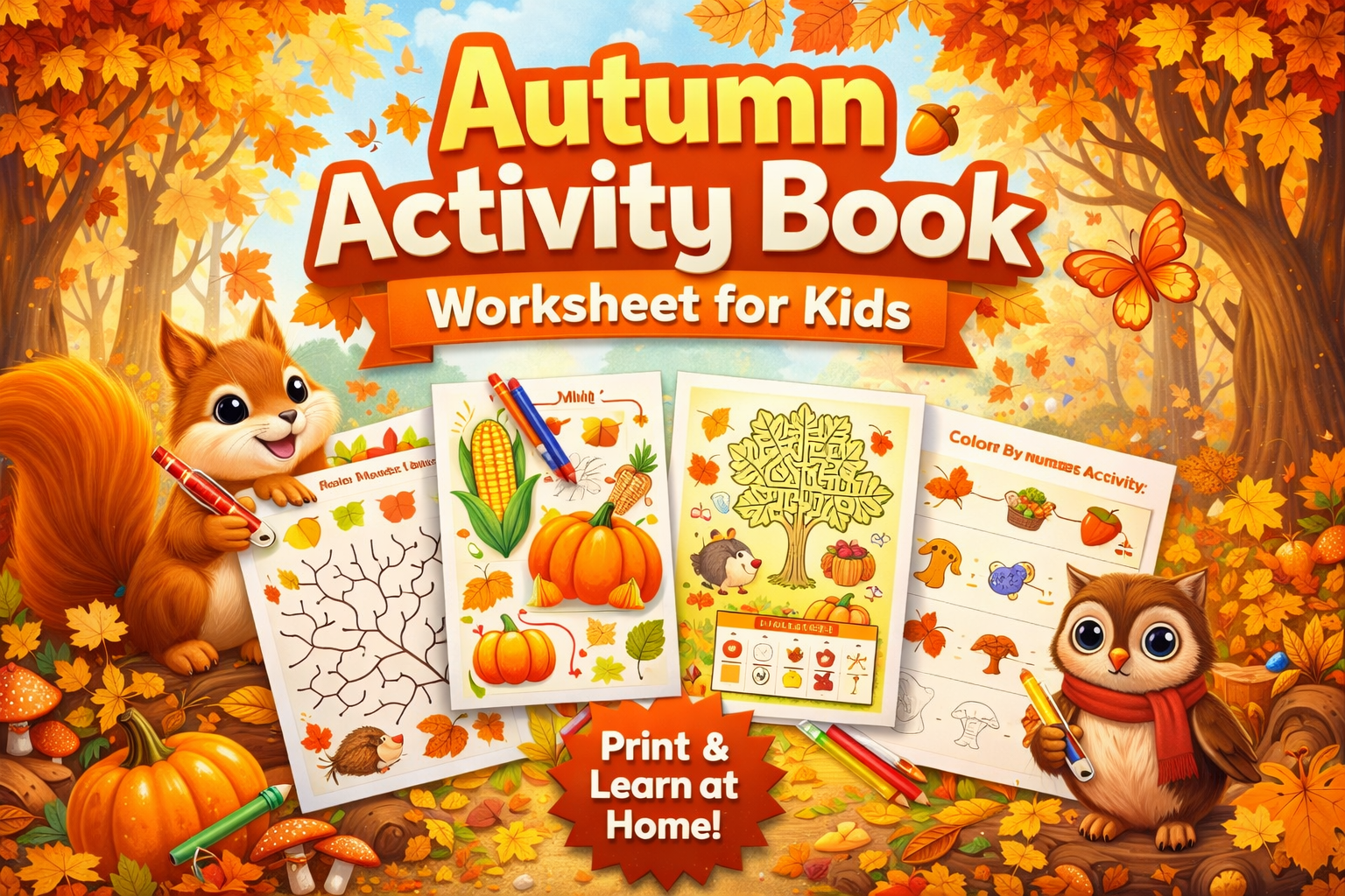Autumn Activity Book Worksheet for Kids
